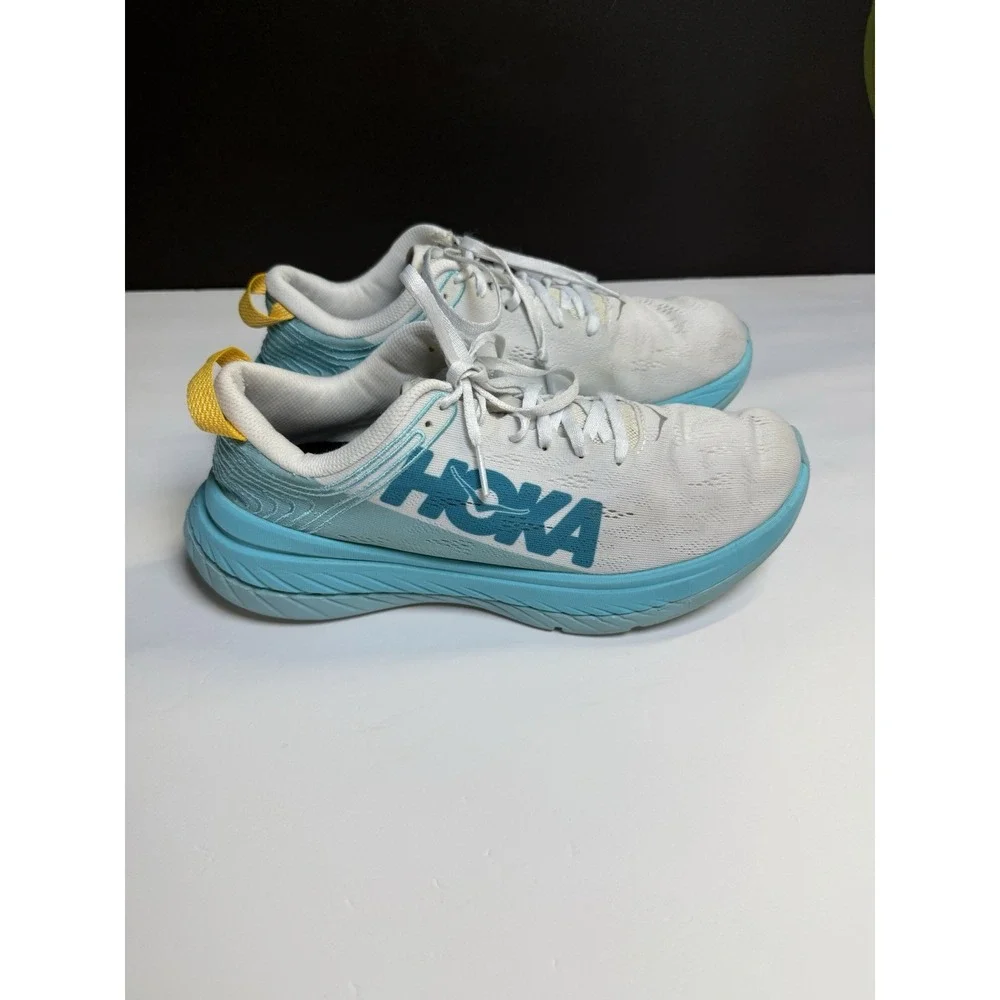 Hoka One One Carbon X Sneakers Womens 9 White Blue Lightweight Running Shoes